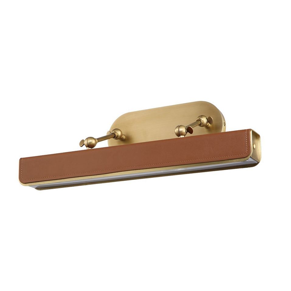 QN-VALISE-PL-M-VBS-CL  VALISE Vintage Brass/Cognac Leather ///Frosted подсветка для картин LED 1х18.   