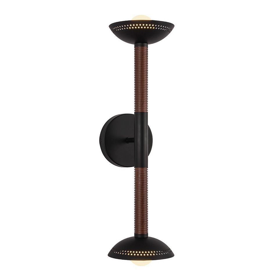 ALM-ARDEN-LED-2WB-MB ARDEN Matte Black, Walnut Wood Veneer/Matte Black//opal настенный  2х6.5  х   