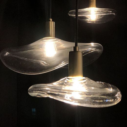 BERET 200 mm BERET сатинированная латунь/прозрачное// подвесной E14 LED 1х6  х  BERET 200 mm