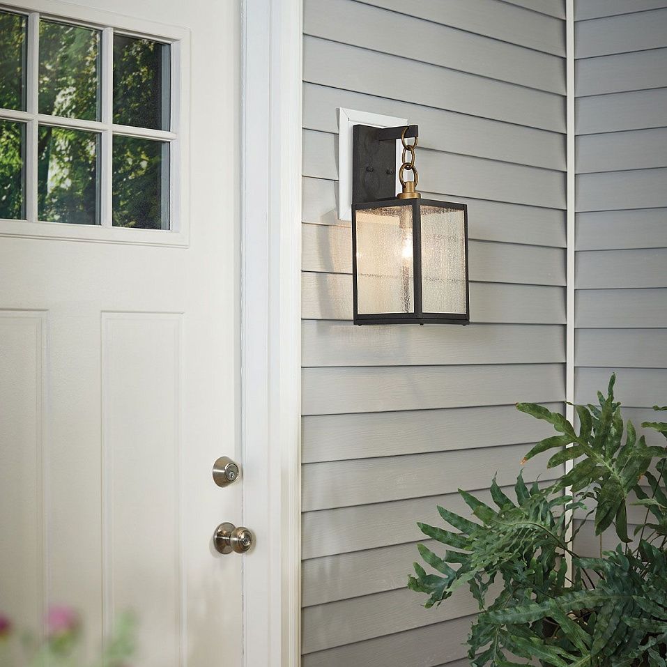 QN-LAHDEN2-M-WZC LAHDEN Weathered Zinc/Brass/ Clear Seeded// настенный E27 1х60  х   