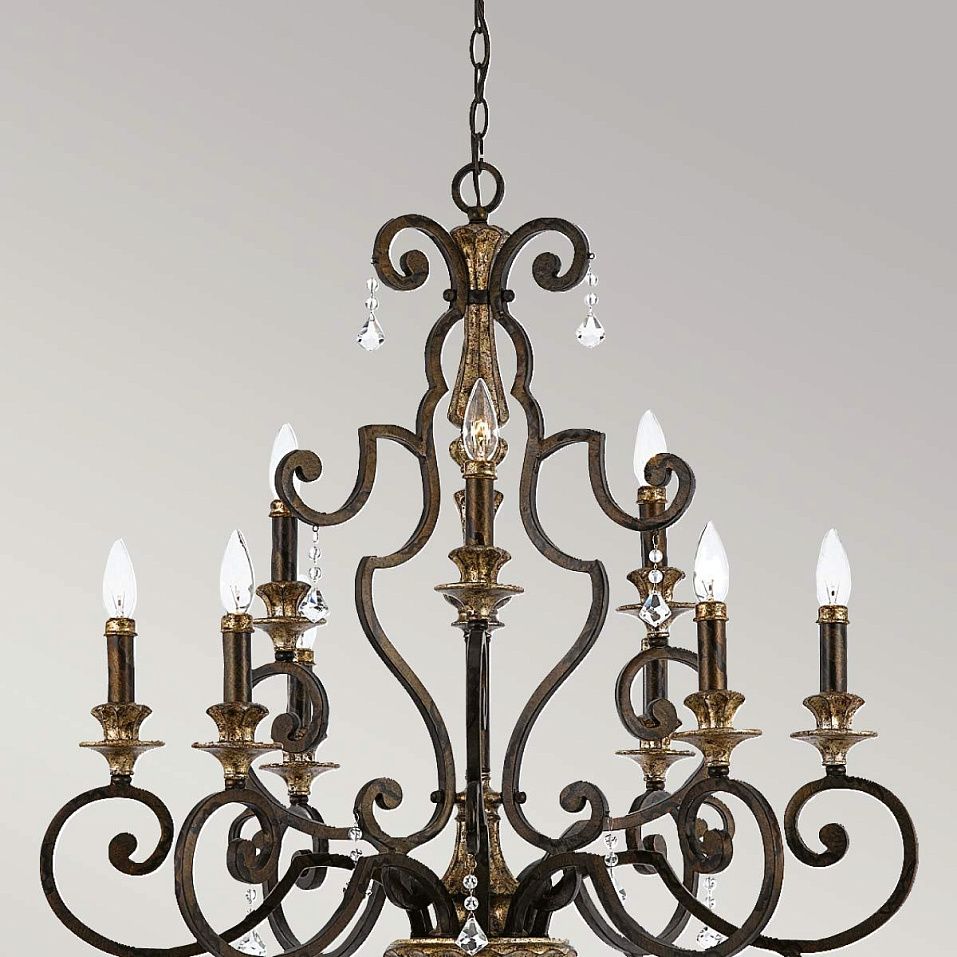 QZ-MARQUETTE9 MARQUETTE bronze with antique gold/// подвесной E14 9х60  х   