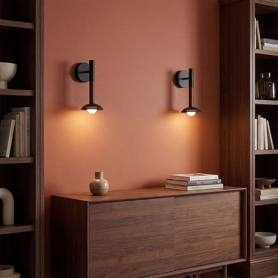 ALM-ARDEN-LED-1WB-MB ARDEN Matte Black, Walnut Wood Veneer/Matte Black//opal настенный  1х6.5  х   